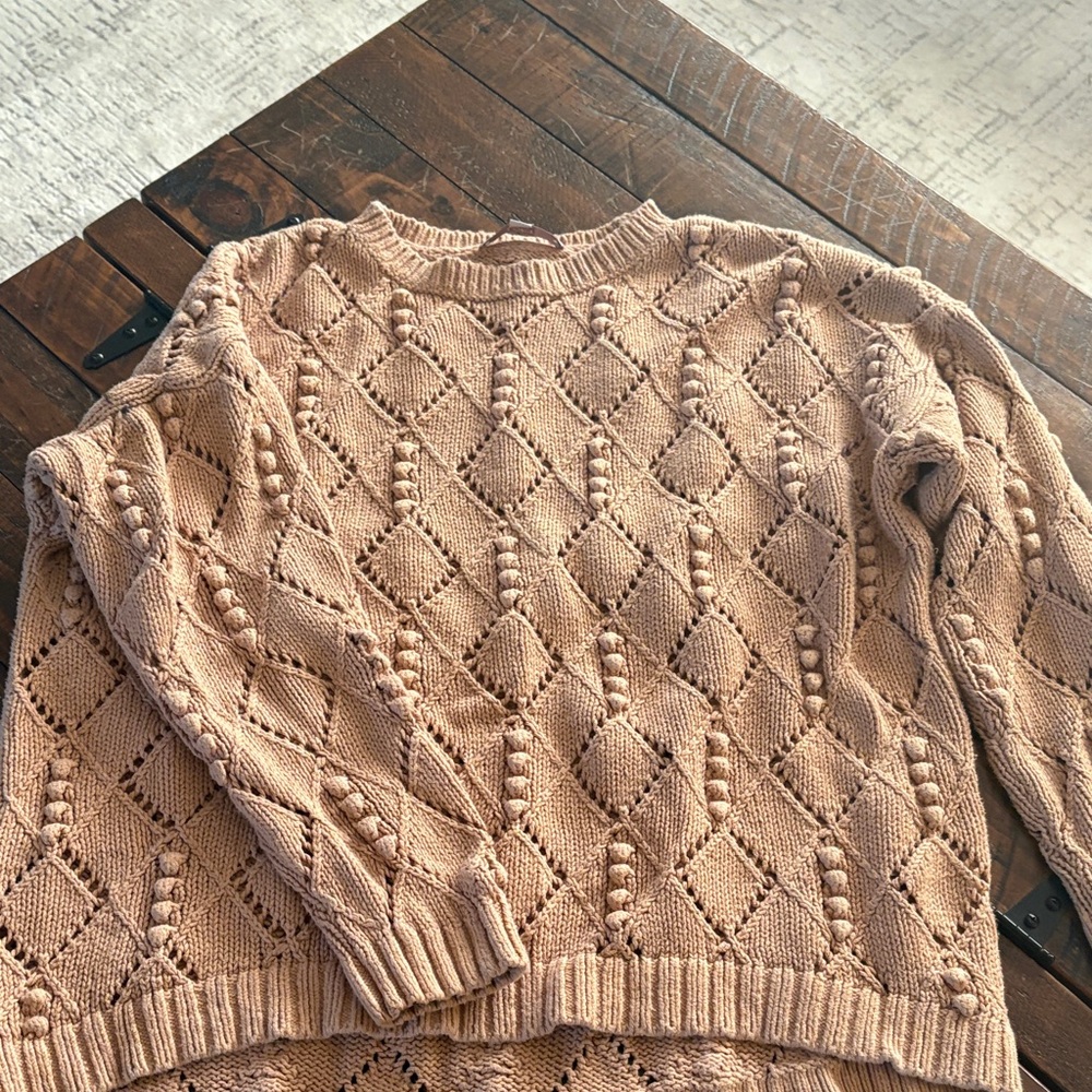 LOFT Women's Beige Diamond Knit Sweater